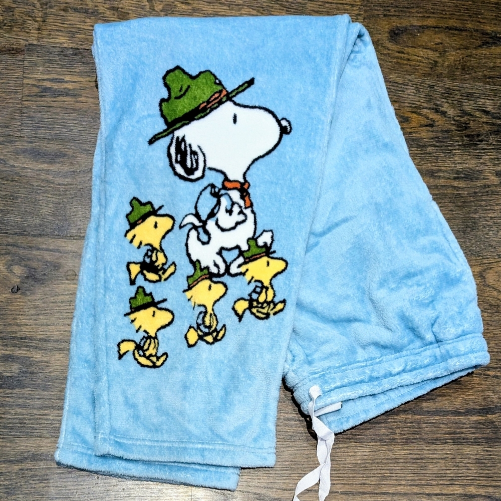 🔥LAST New Large Peanuts Snoopy Woodstock Beagle Scout Fleece Pajama Pants